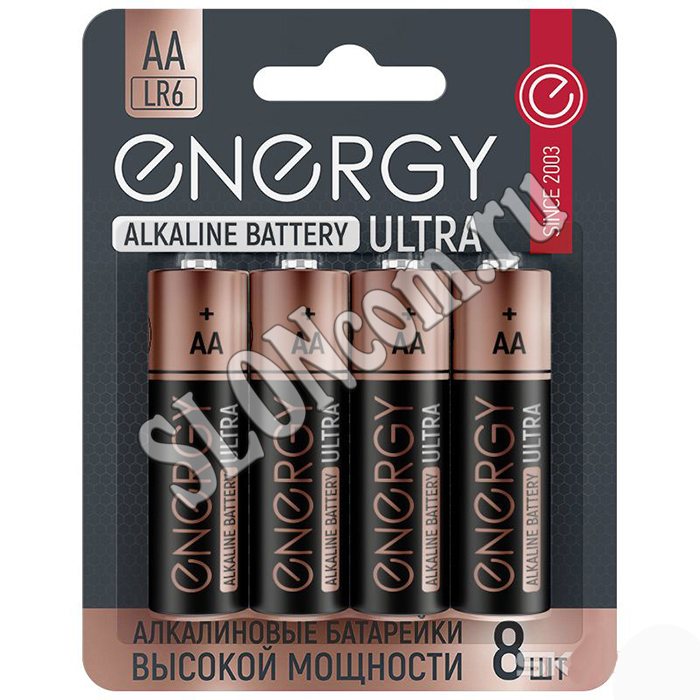 Батарейка алкалиновая 8 штук Energy Ultra LR6/8B (АА) - Фото