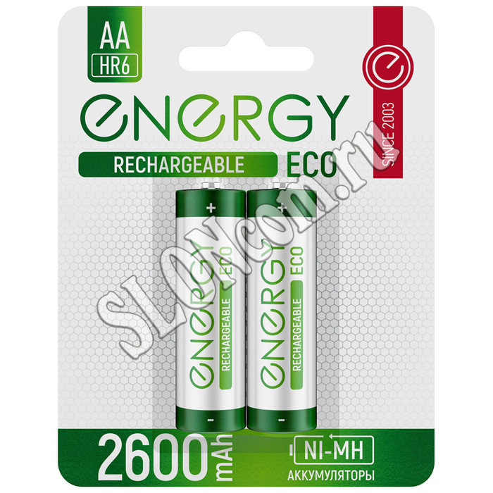 Аккумулятор Energy Eco 2 штуки NIMH-2600-HR6/2B (АА) - Фото