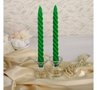 Свечи витые 2 штуки 24 см, зеленые, EuroHouse 14032