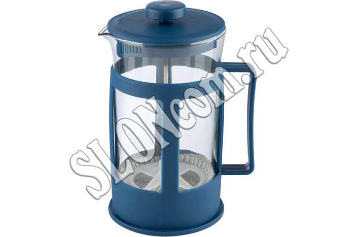 Кофе-пресс VARIATO, 600 мл, жаропрочное стекло, в пластиковом корпусе, синий - Фото