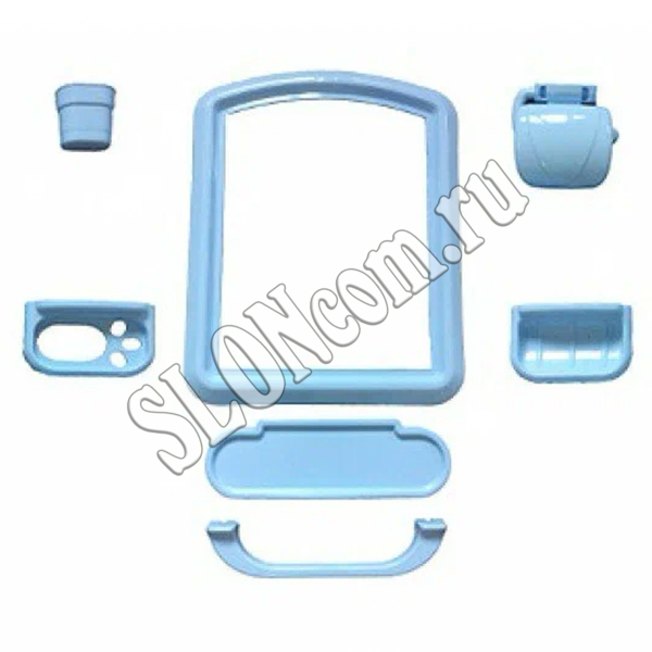 Зеркальный набор для ванной комнаты, 7 предметов, голубой, ТМ Щедрый Слон - Фото