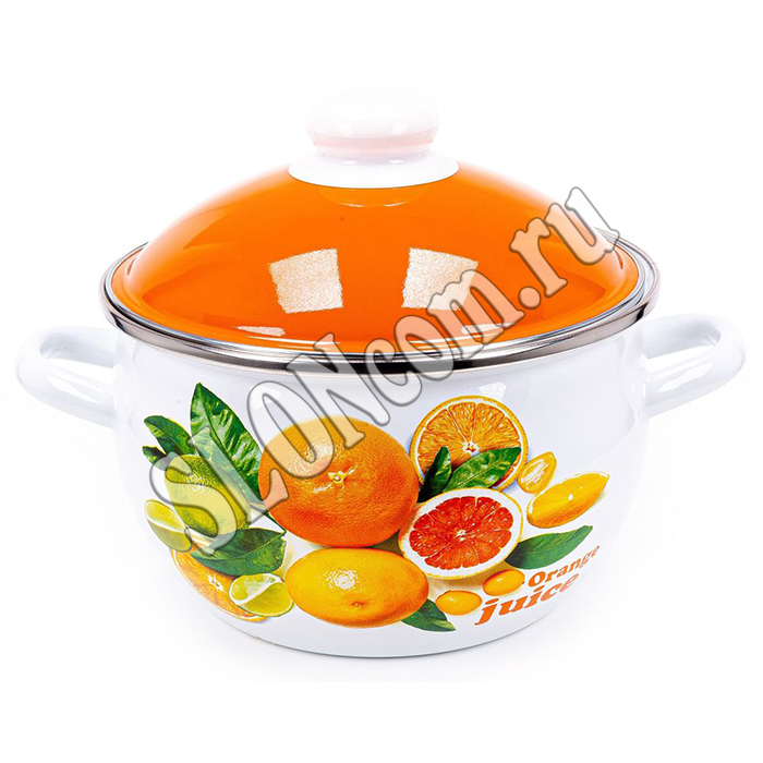 Кастрюля эмалированная Orange, 2,0 л, шар - Фото