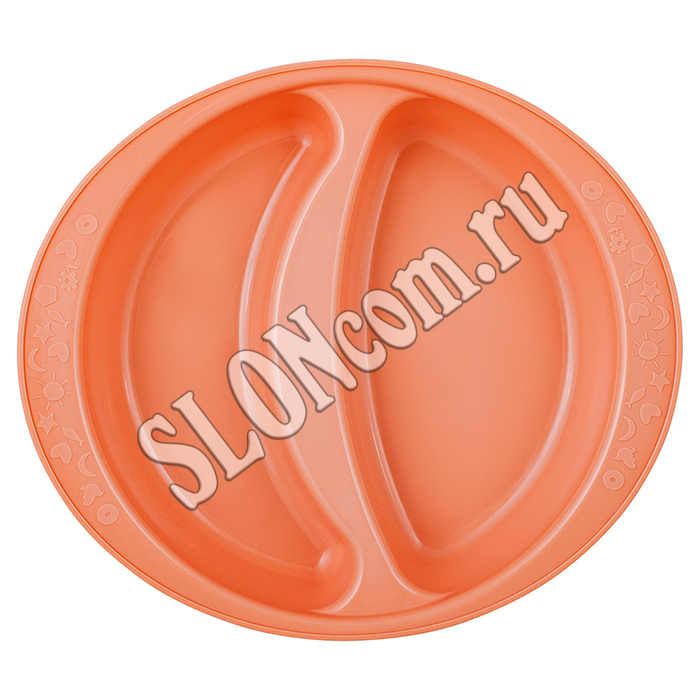 Тарелка двухсекционная Lalababy Follow Me, персиковая карамель - Фото