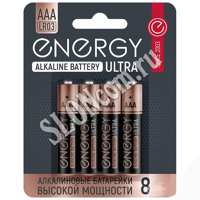 Батарейка алкалиновая Energy Ultra 8 штук LR03/8B (АAА) - Фото