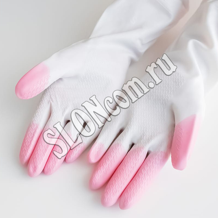 Перчатки виниловые хозяйственные Comfort&Care усиленная зона пальцев, размер M, Paterra - Фото