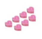 Набор свечей в гильзе в виде сердца 7 штук, 4x2 см, цвет розовый