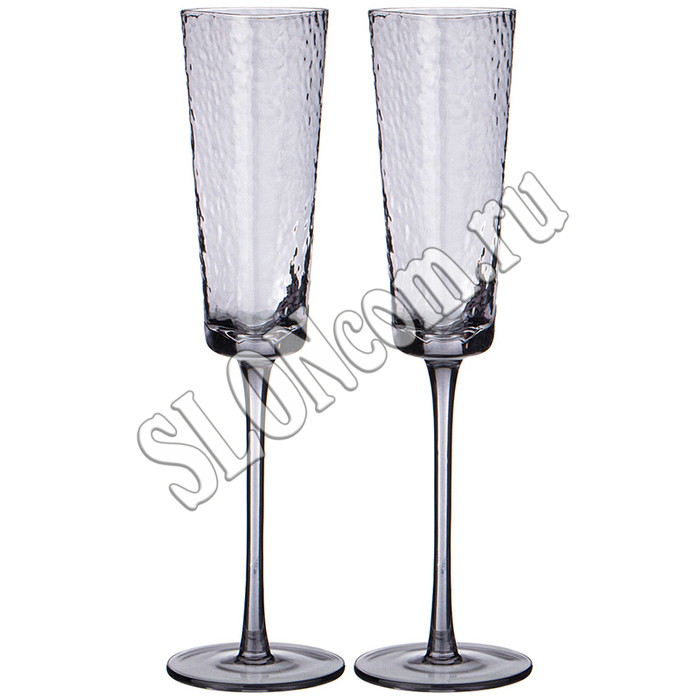 Набор бокалов для шампанского из 2-х штук Rocky grey, 180 мл - Фото
