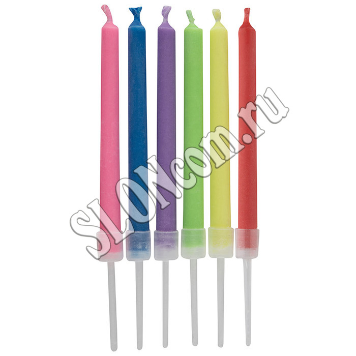 Свечи с разноцветным пламенем микс цветов, 6 штук - Фото